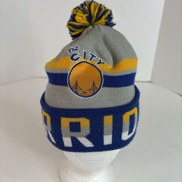 Golden State Warriors Winter Hat Cuffed Pom Beanie Cap, Blue, Steph Curry 30 - Picture 1 of 8